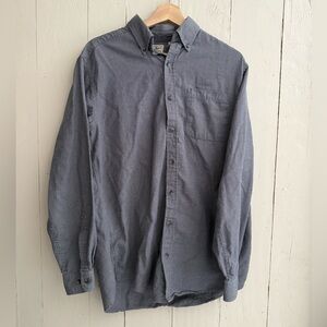 L.L. Bean Men’s Heavy Blue/Gray Houndstooth Button Down Long Sleeve Shirt